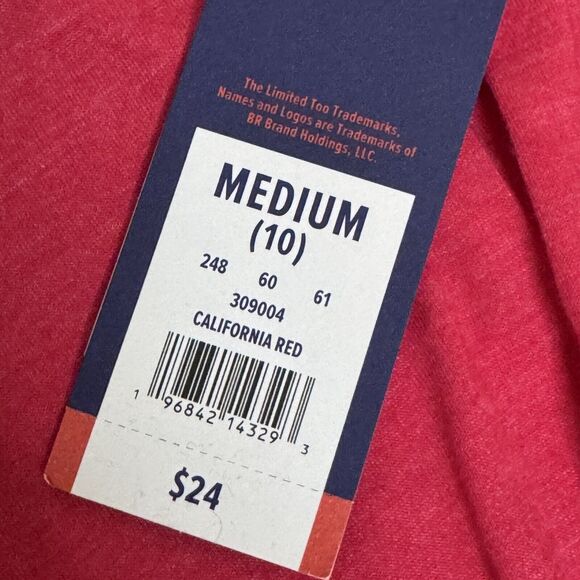 Limited Too Girls California Crop T-Shirt Top Blouse Red White M 10 NWT - Picture 9 of 11